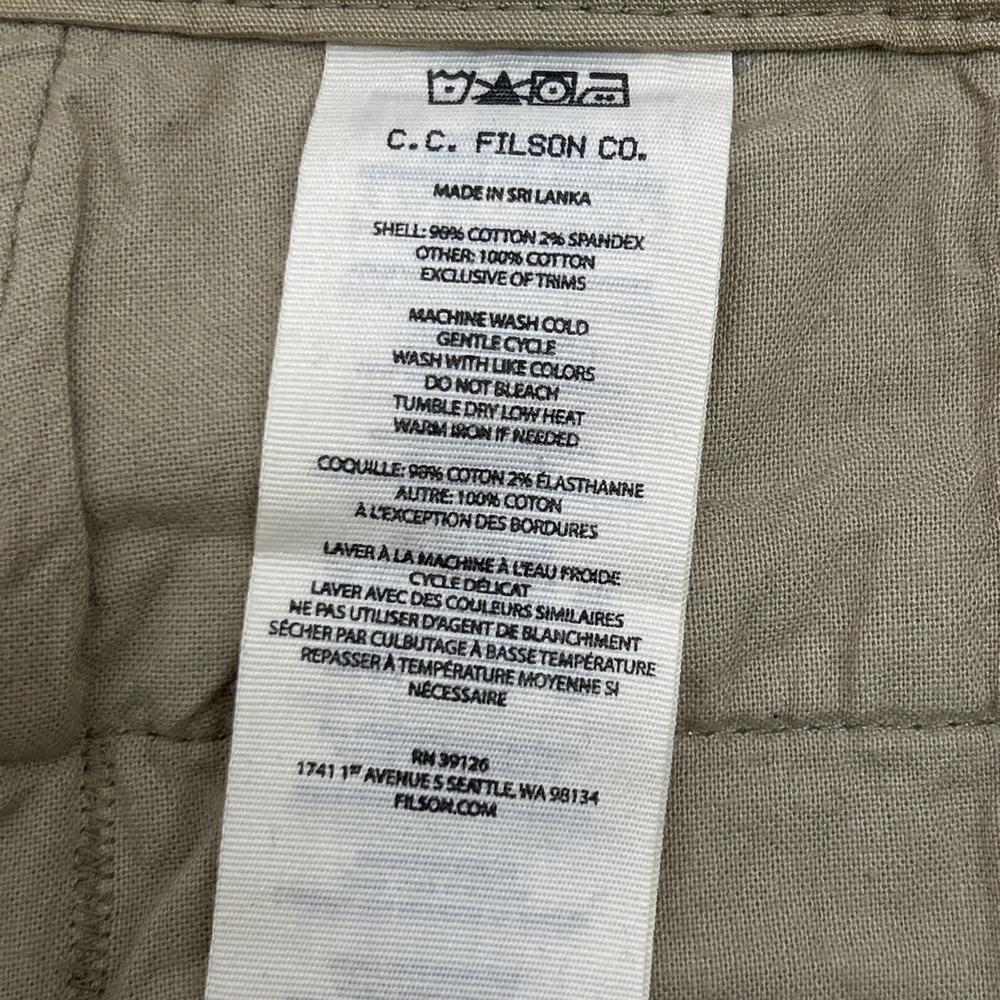 Filson Men’s Olive Cotton Blend Shorts - Picture 8 of 9